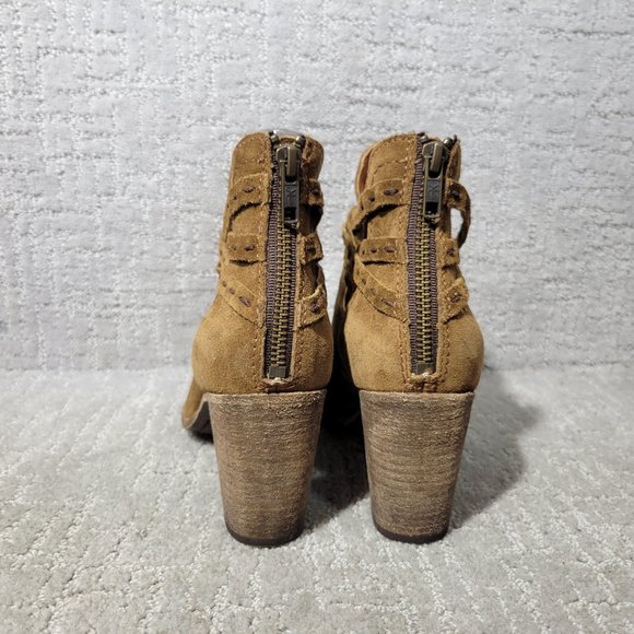 Frye Naomi Pickstitch Women's Size US 9B Brown Suede Strappy Ankle Bootie Boots. - Picture 6 of 9